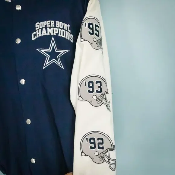 Dallas Cowboys NFL Super Bowl Championship Size XL Blue White Varsity Jacket NEW - Picture 4 of 11